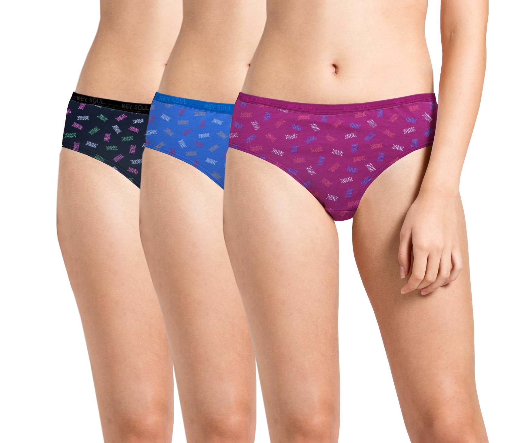 Printed Outer Elastic Panty Pack of 3 KS002 O3 Pack35 3XL SIZE ONLY